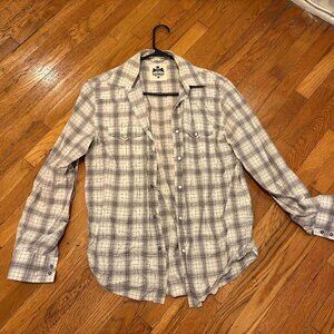 Express Mens Medium Long Sleeve Plaid Shirt